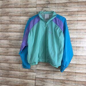 Adidas Vintage 90s Track Top Jacket Small Tri-Color Blue Green Gabber Style